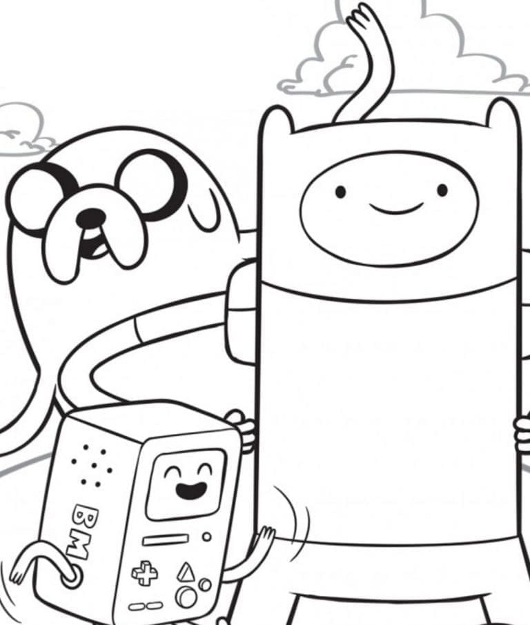 Finn, Jake et BMO coloring page