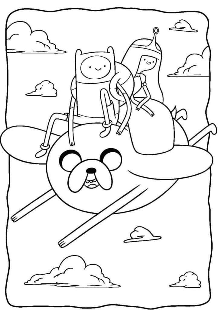 Finn, Jake et Princesse Chewing-Gum coloring page