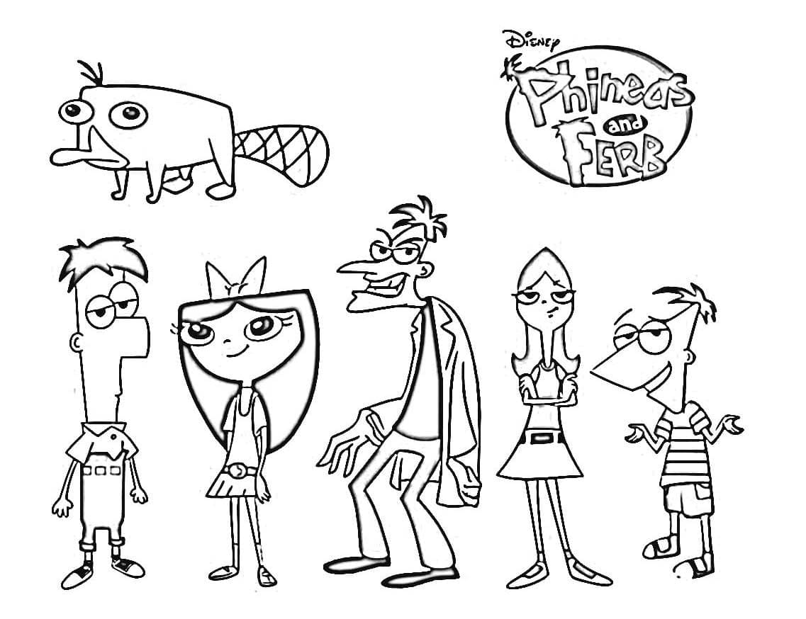 Groupe Phinéas et Ferb coloring page
