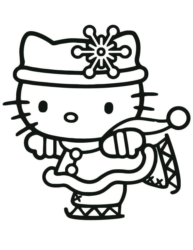 Coloriage Hello Kitty Patinage
