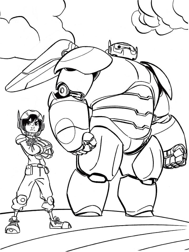 Hiro et Baymax coloring page