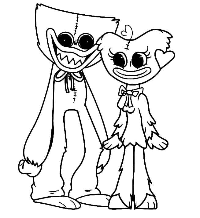 Coloriage Huggy Wuggy et Kissy Missy Imprimable