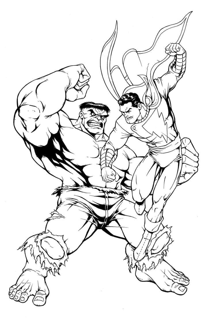 Hulk contre Shazam coloring page