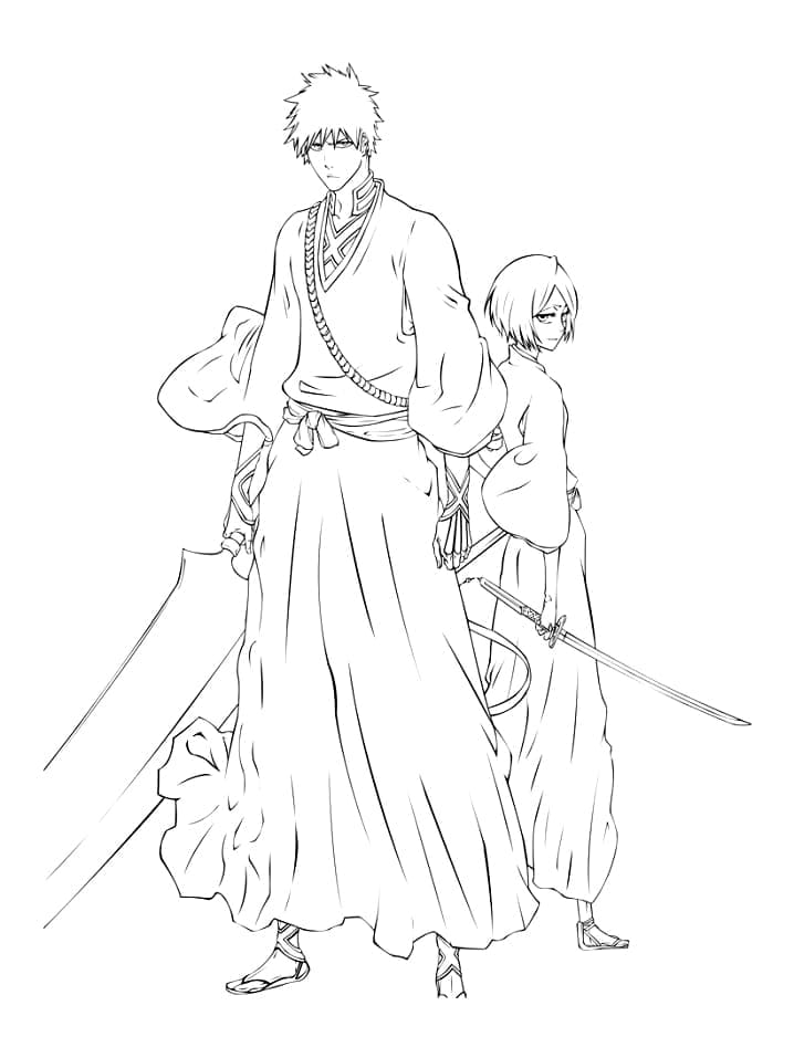 Coloriage Ichigo et Rukia de Bleach
