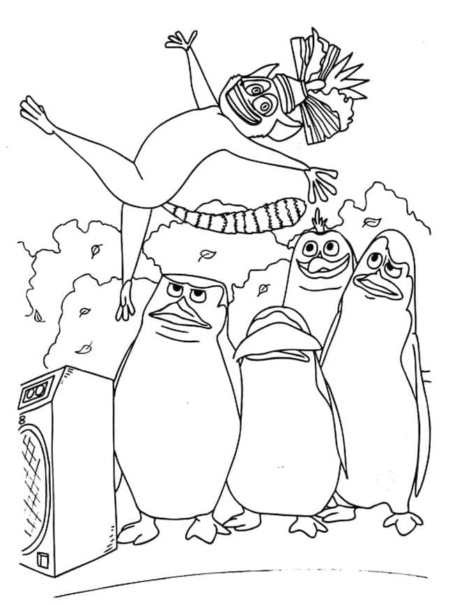 Julian et Pingouins de Madagascar coloring page