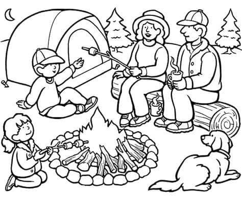 La Famille va Camper coloring page