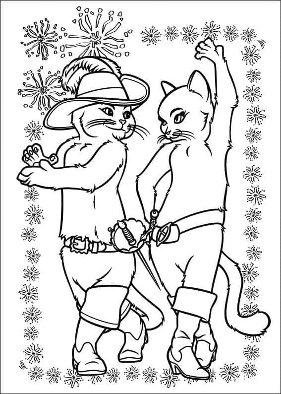 Coloriage Le Chat Potté et Kitty