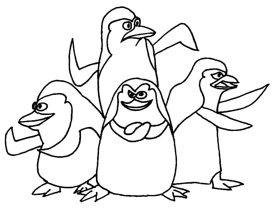 Coloriage Les Pingouins de Madagascar Gratuit