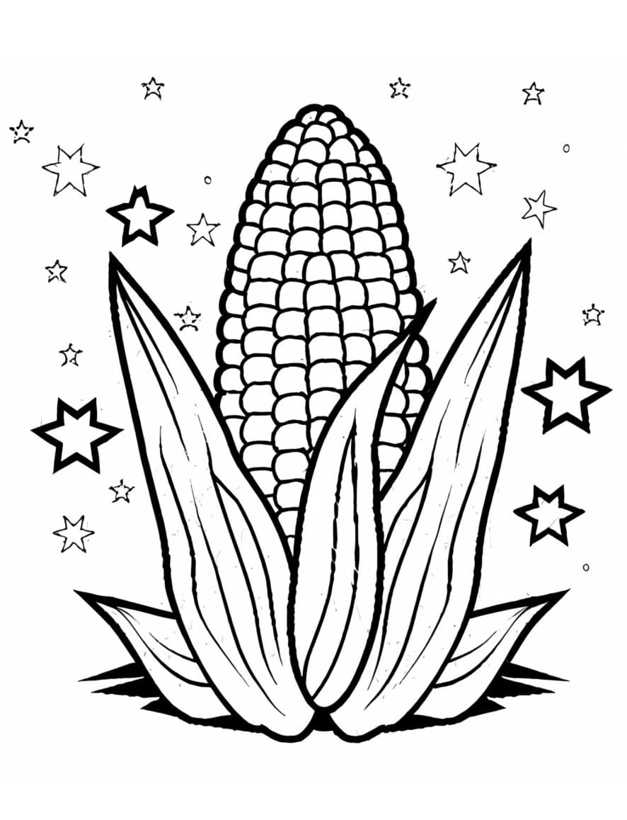 Maïs et étoiles coloring page