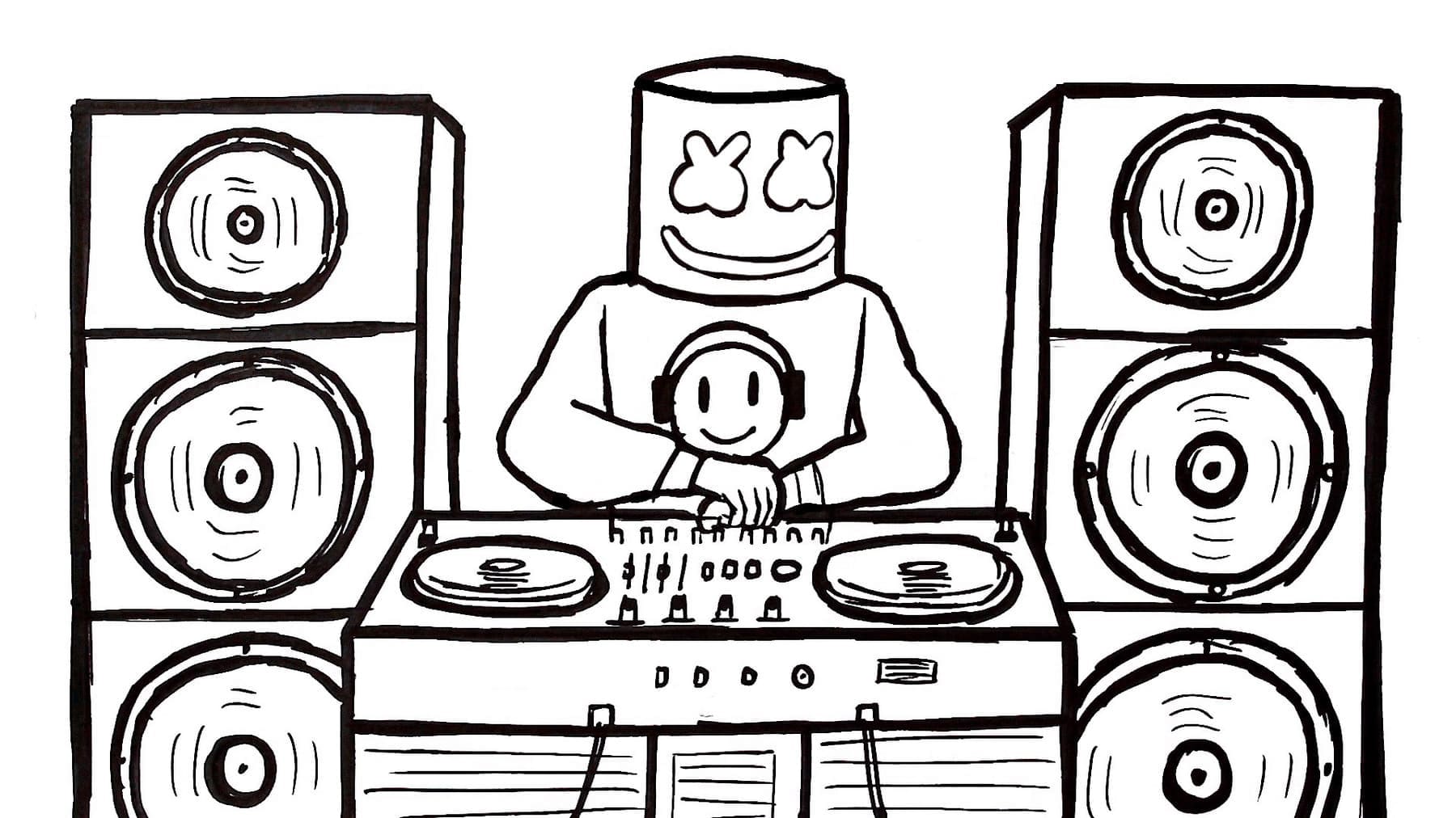 Coloriage Marshmello Fortnite DJ