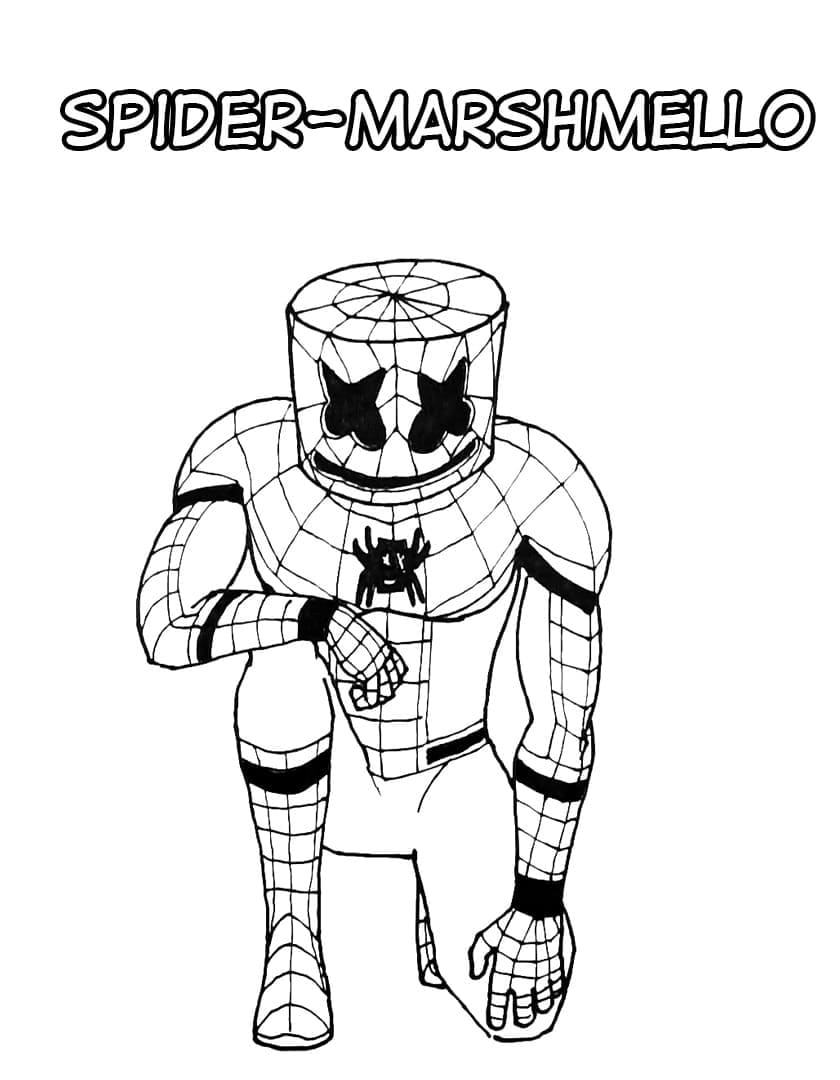 Coloriage Marshmello Fortnite Spiderman