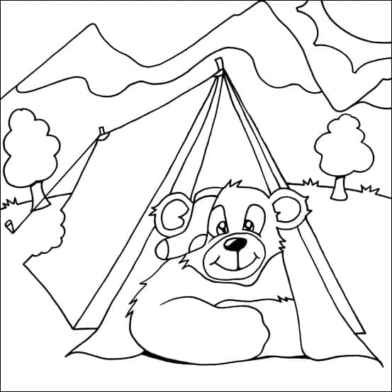 Coloriage Ours de Camping