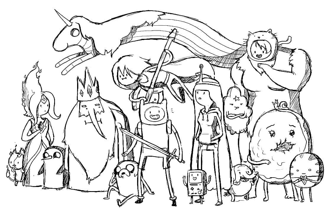 Personnages dans Adventure Time coloring page