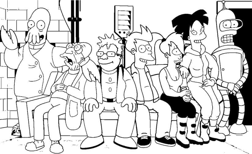 Personnages dans Futurama coloring page