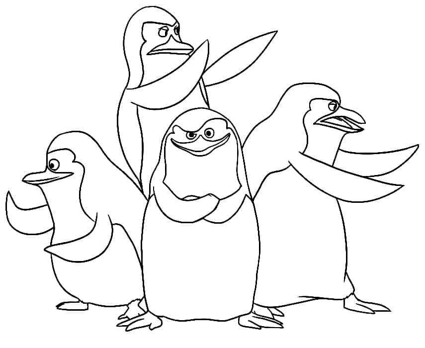 Coloriage Personnages dans Pingouins de Madagascar