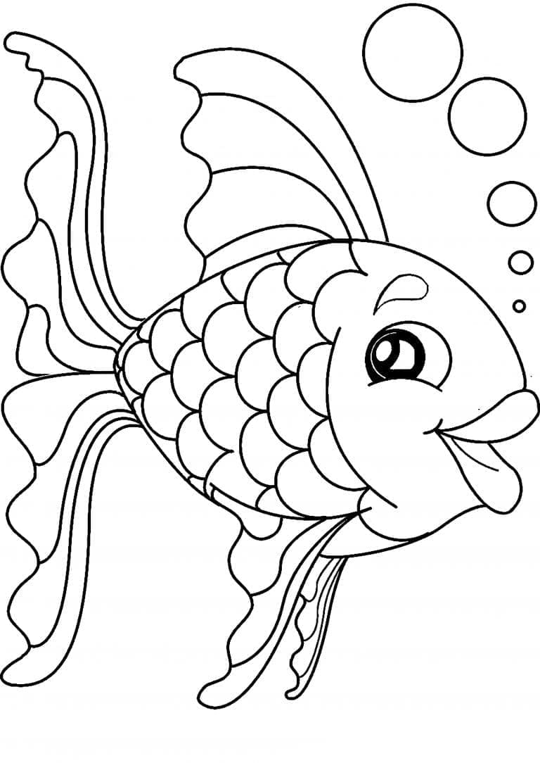 Poisson Rouge Souriant coloring page