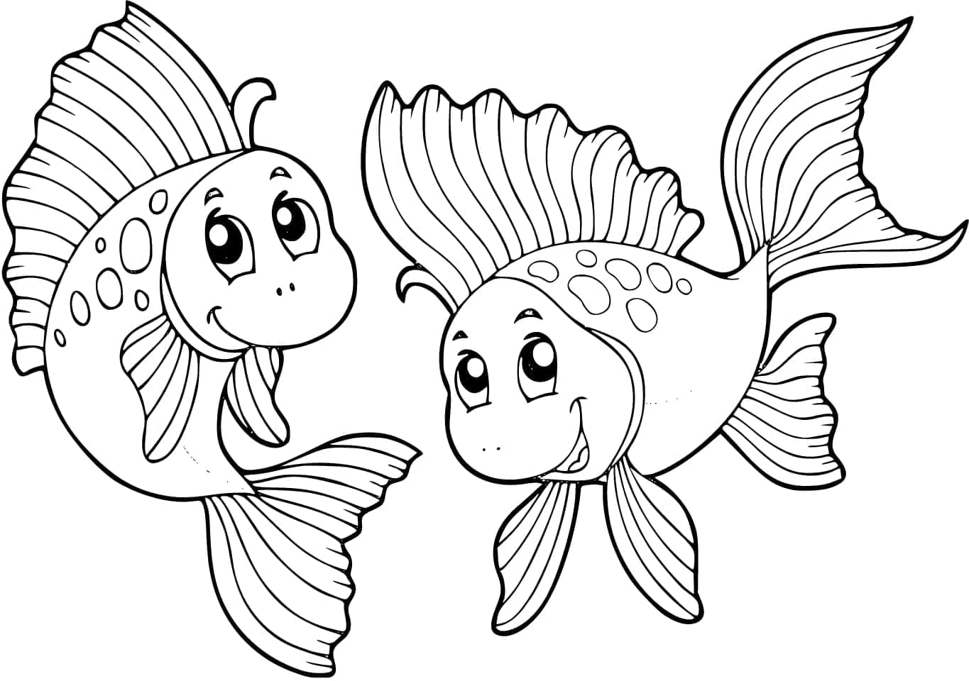 Poissons Rouges Mignons coloring page