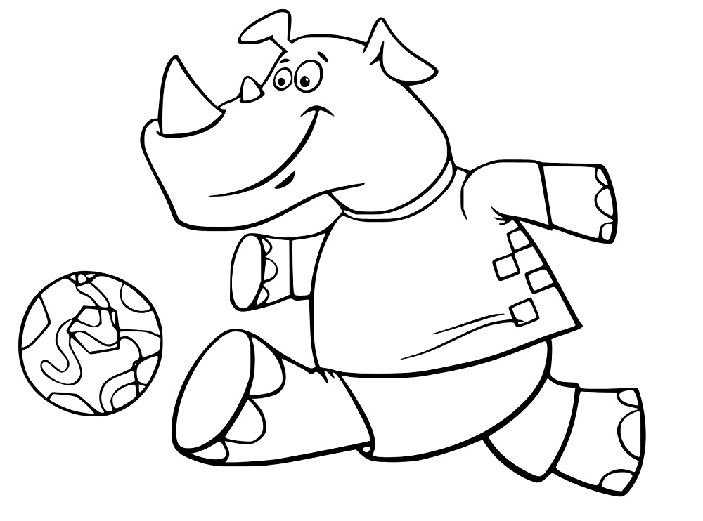 Rhino Joue au Football coloring page