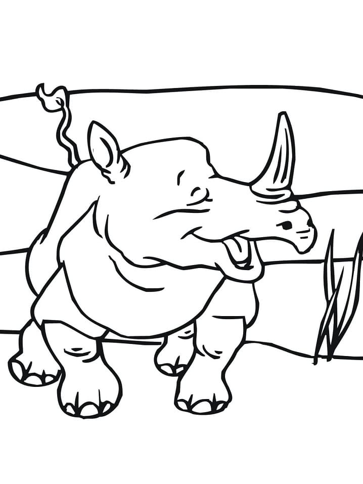 Rhinocéros Drôle coloring page