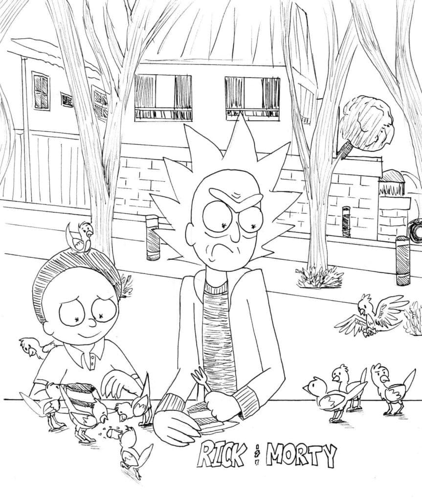 Coloriage Rick et Morty 3