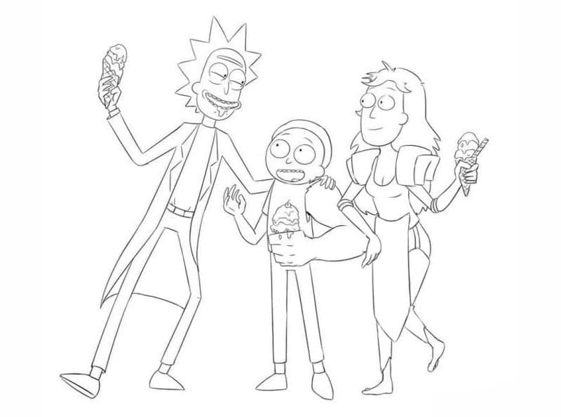 Rick et Morty avec de la Glace coloring page
