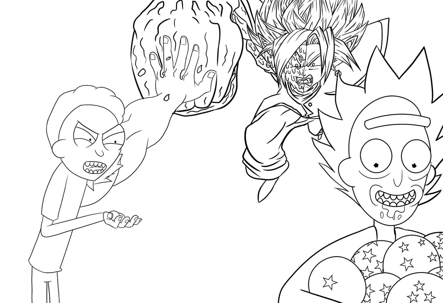 Rick et Morty Dragon Ball coloring page