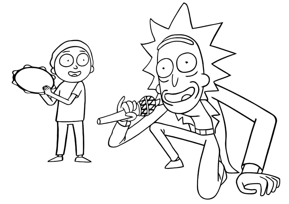 Coloriage Rick et Morty Heureux