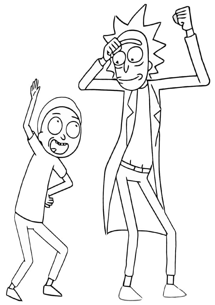 Rick et Morty qui Dansent coloring page