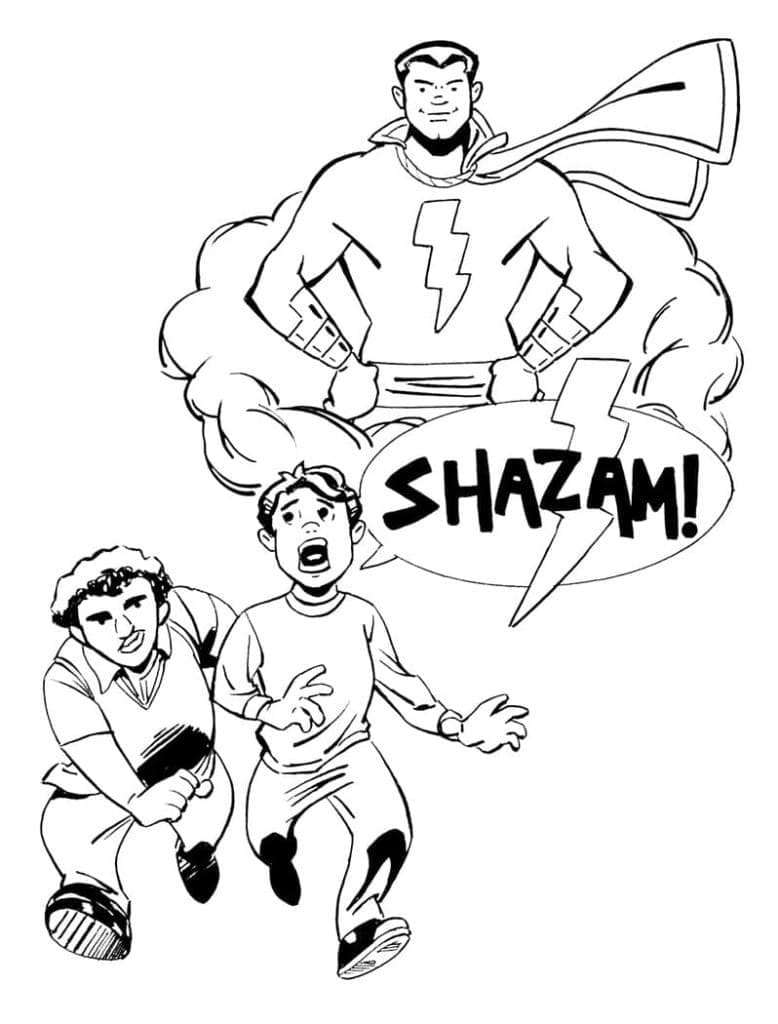 Shazam et les Enfants coloring page