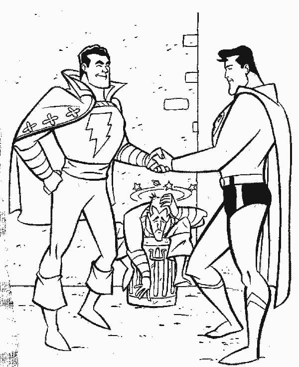 Shazam et Superman coloring page