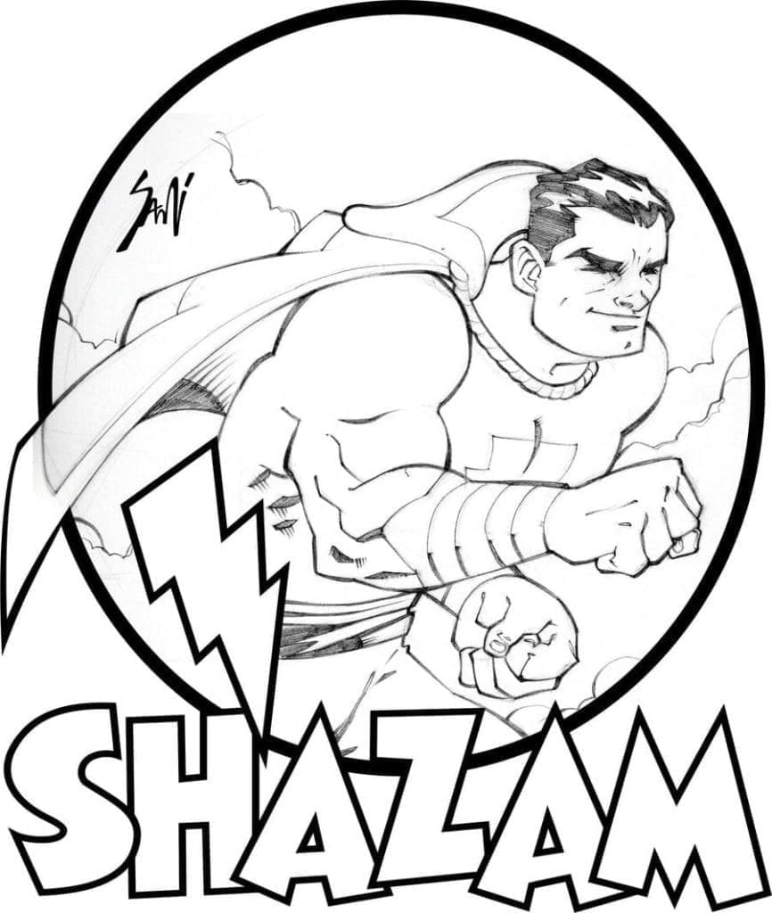 Shazam Imprimable coloring page