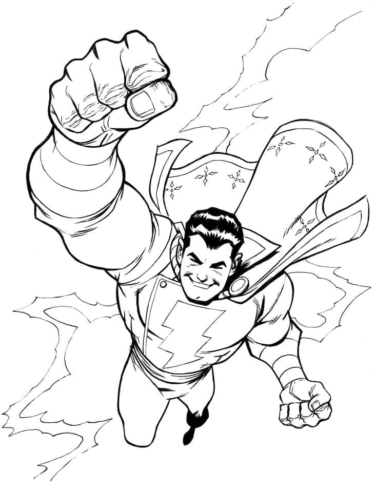 Coloriage Super-héros Shazam Volant