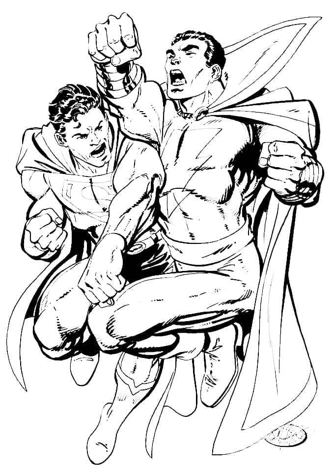Superman contre Shazam coloring page