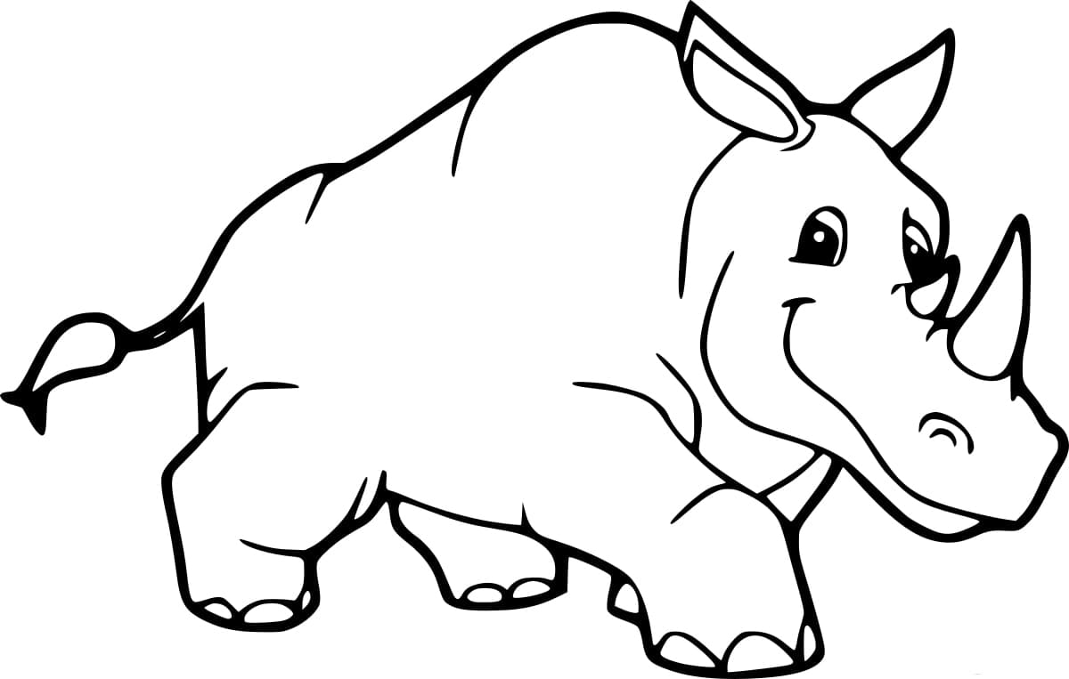 Coloriage Un Rhinocéros Heureux
