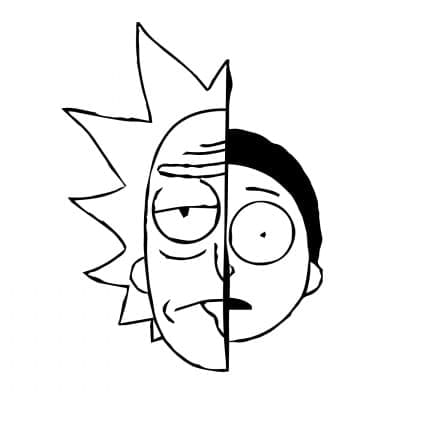 Coloriage Visage de Rick et Morty