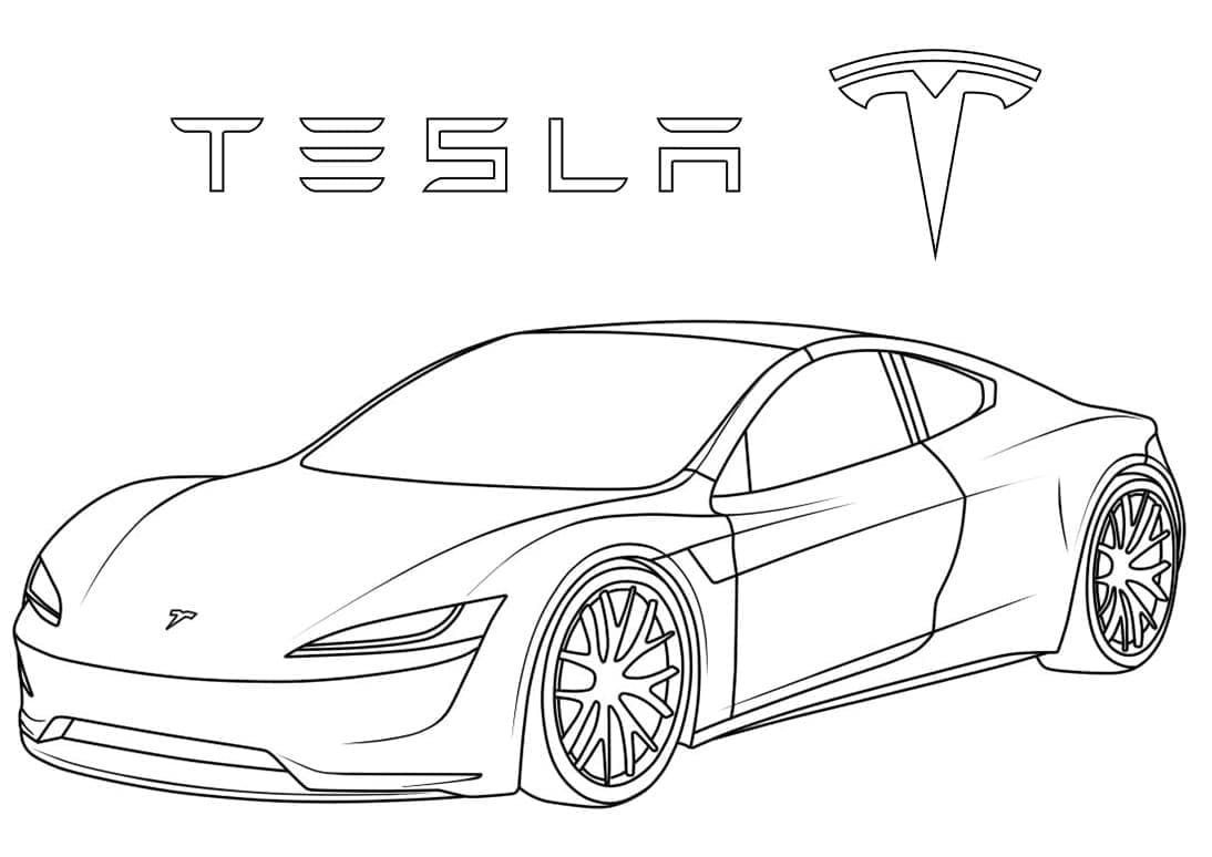 Coloriage Voiture Tesla Roadster