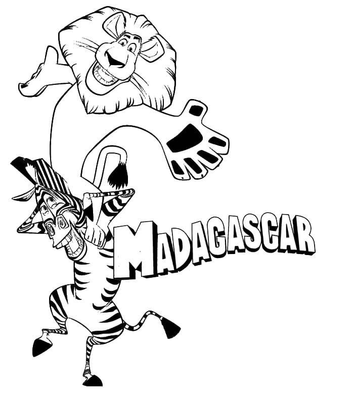 Coloriage Alex et Marty de Madagascar