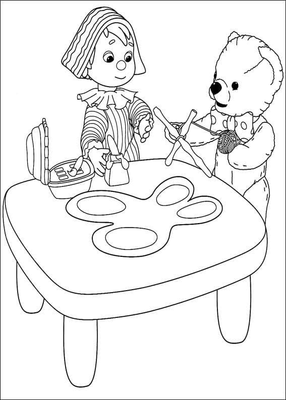 Coloriage Andy Pandy avec Teddy