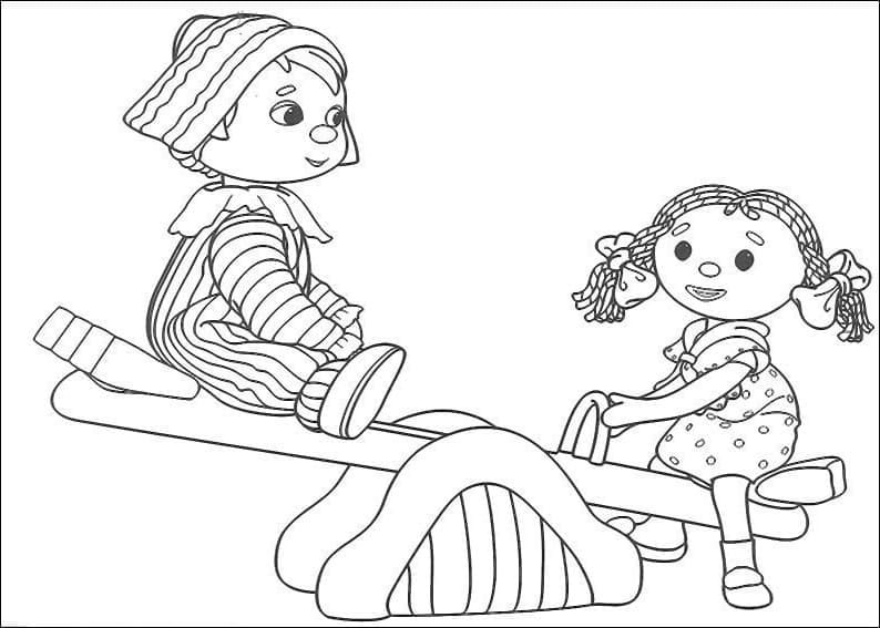 Coloriage Andy Pandy et Looby Loo