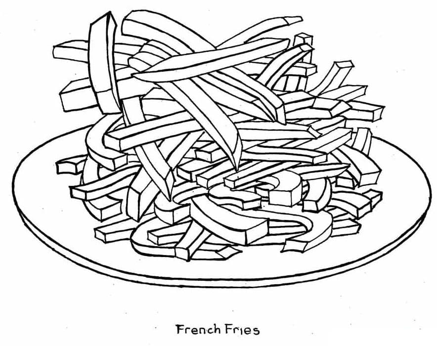 Assiette de Frites coloring page