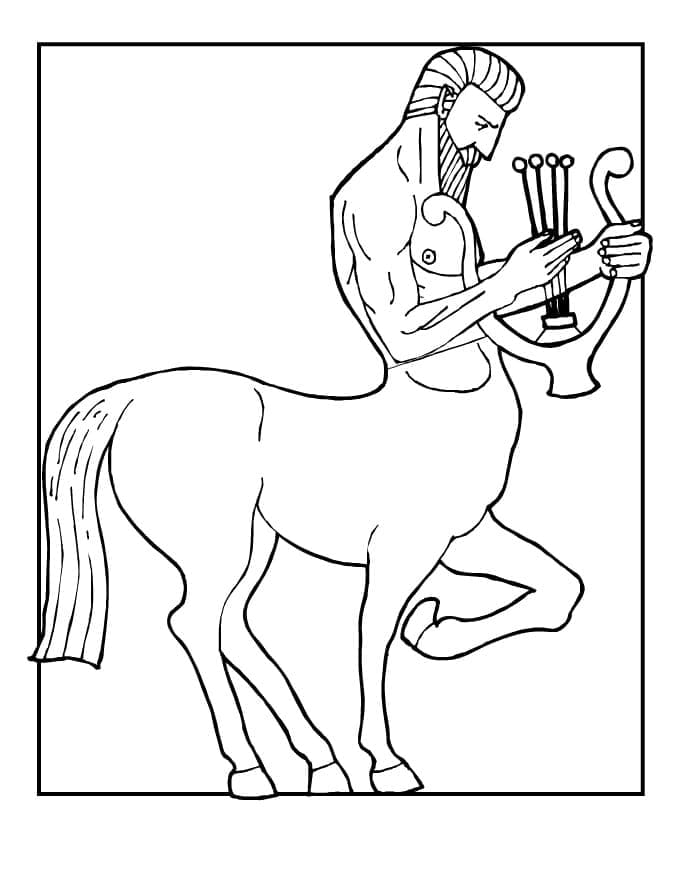 Coloriage Centaure avec Harpe