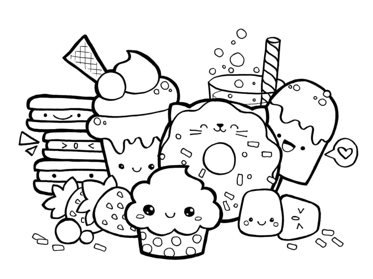 Kawaii Nourriture Imprimable coloring page