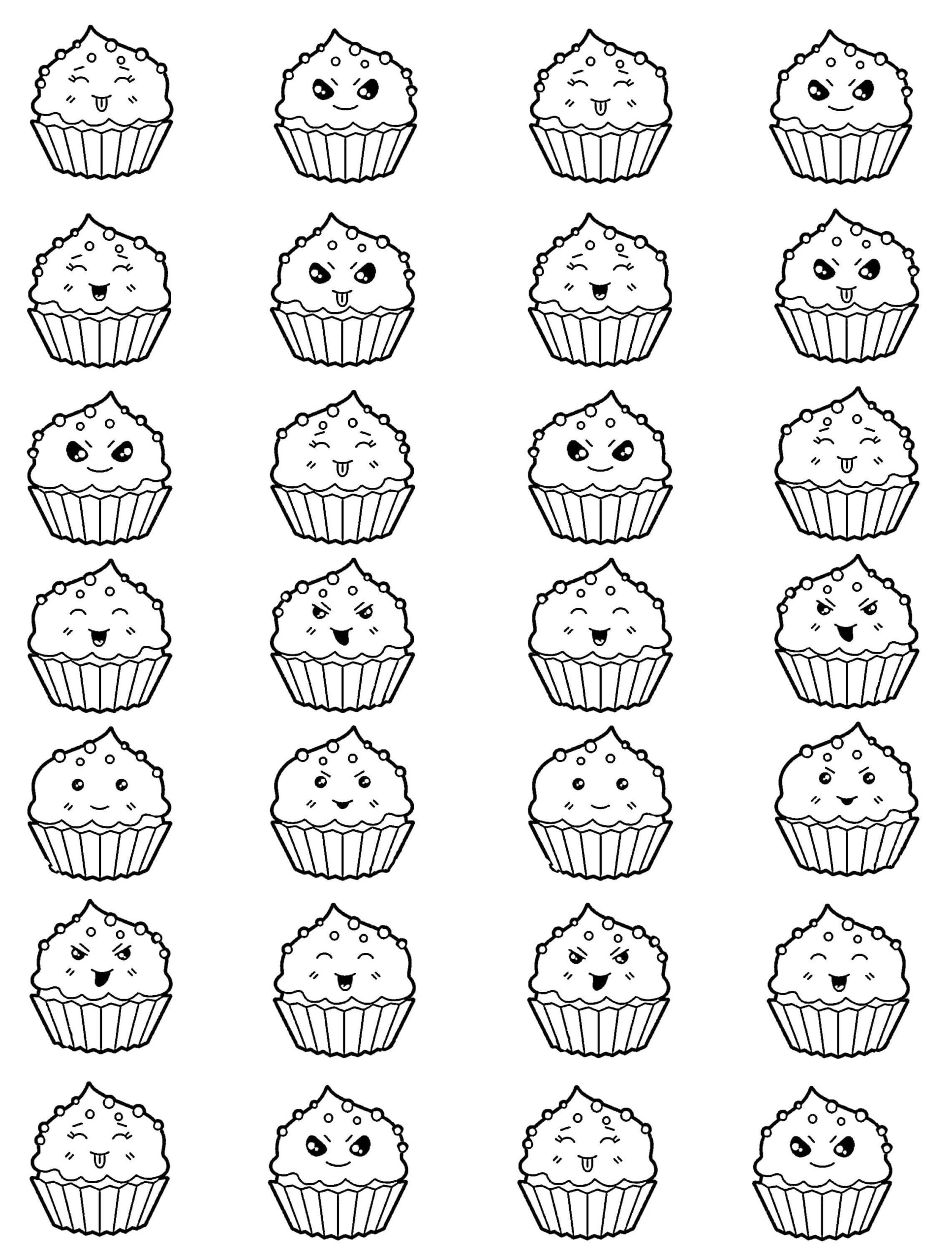 Dessin Gratuit de Cupcake Kawaii coloring page