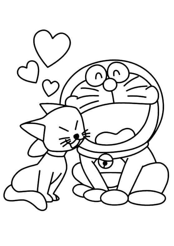 Coloriage Doraemon Amoureux