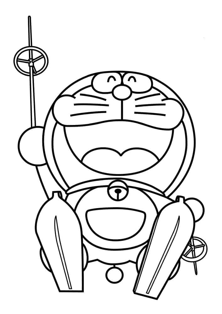 Coloriage Doraemon de Ski
