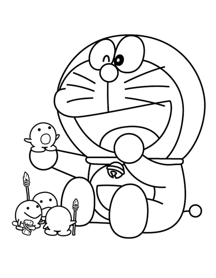 Coloriage Doraemon et ses Petits Amis