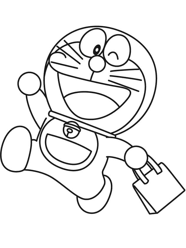 Coloriage Doraemon va Faire du Shopping