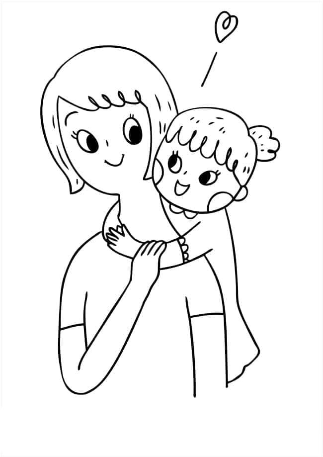 Fille et Maman Heureuse coloring page