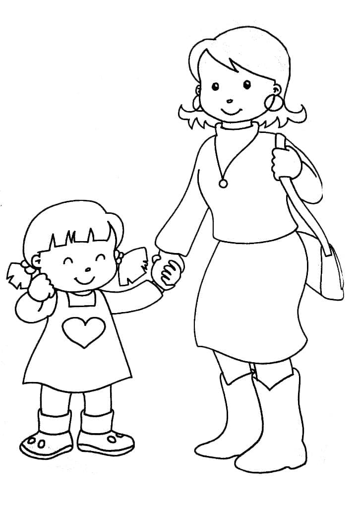 Fille et Mère coloring page
