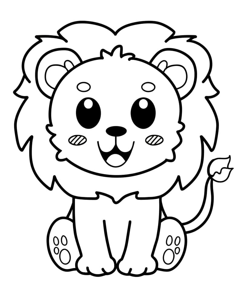 Coloriage Lion Kawaii